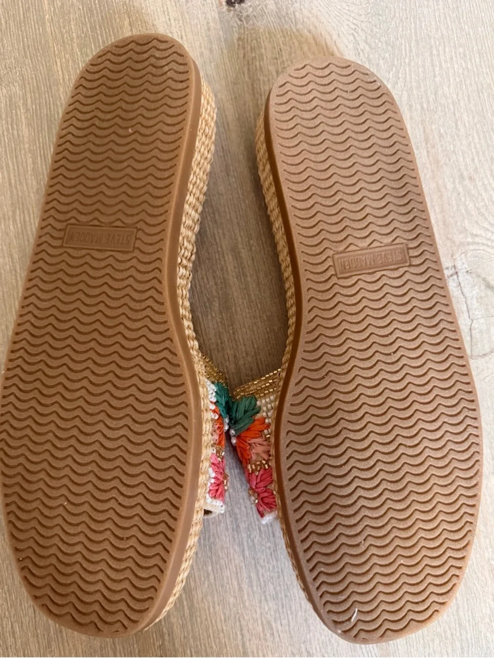 Steve Madden Floral Embroidered Slide Sandals in Pink, Orange & Teal - Picture 4 of 4